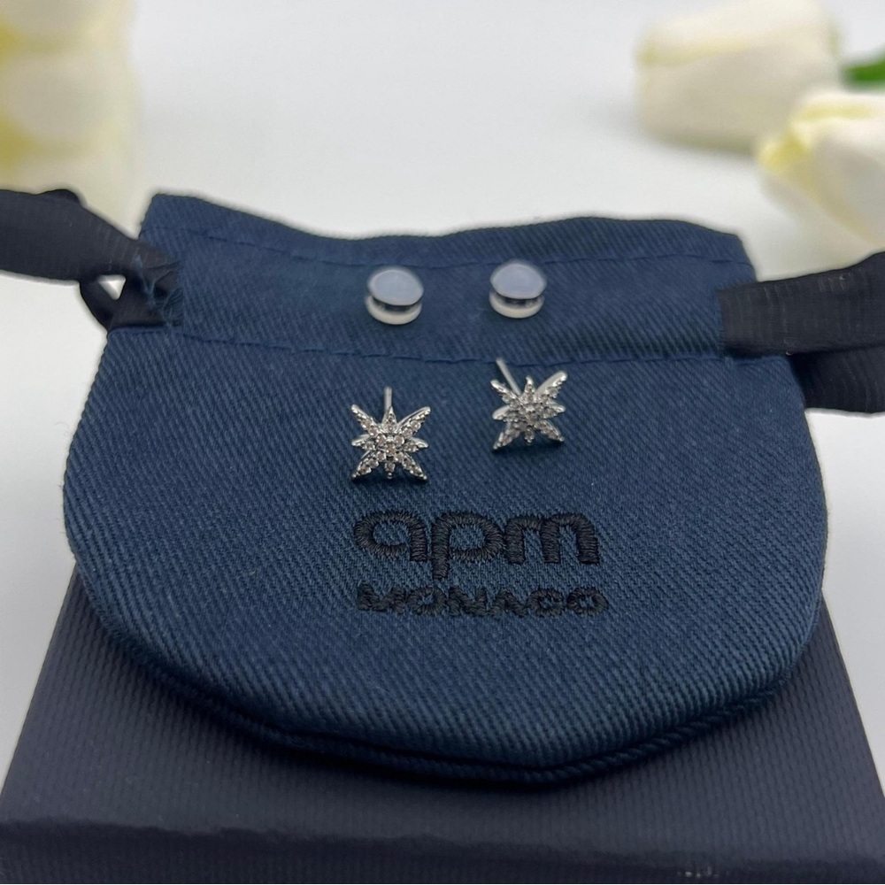 APM Monaco Mini Six-pointed Star Earrings-Silver